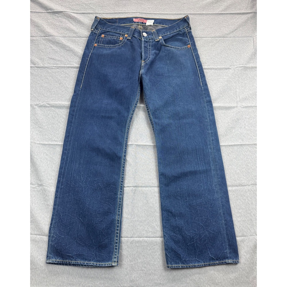 Levis Type 1 Iconic Straight Jeans Blue Denim Mens 34x30 (34x29) Button Fly